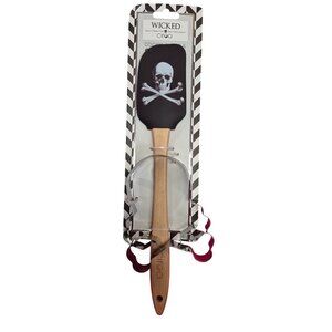 Wicked Circa Silicone & Wood Skull Spatula With Stainless Steel Cookie Cutter Fo
